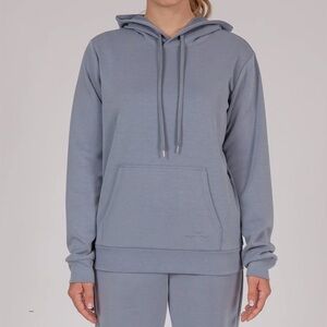 Lazypants Premium Sueded Double Knit Hoodie in Dusty Blue . NWT